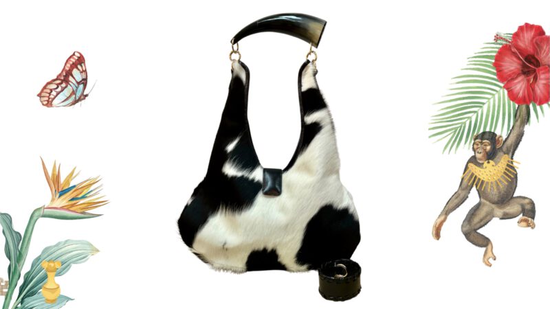 Bolso artesanal en pelo de vaca y cuerno 2