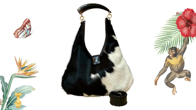 Bolso artesanal en pelo de vaca y cuerno