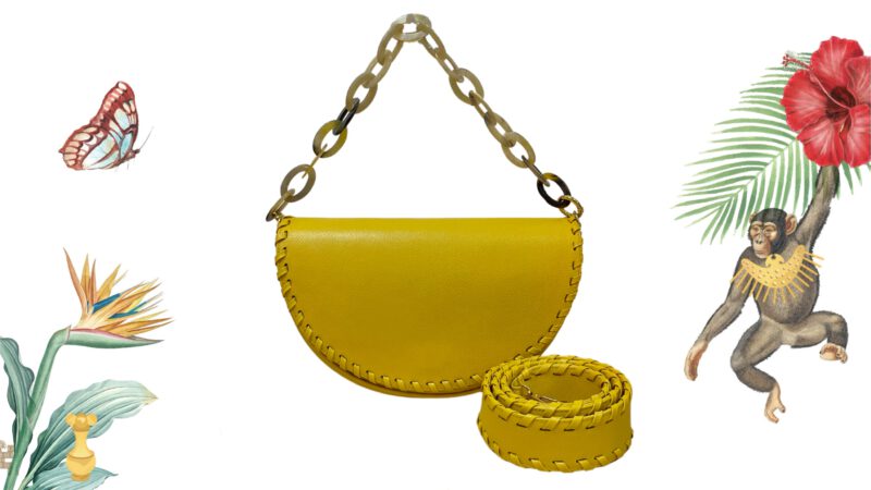 Bolso artesanal piel amarillo