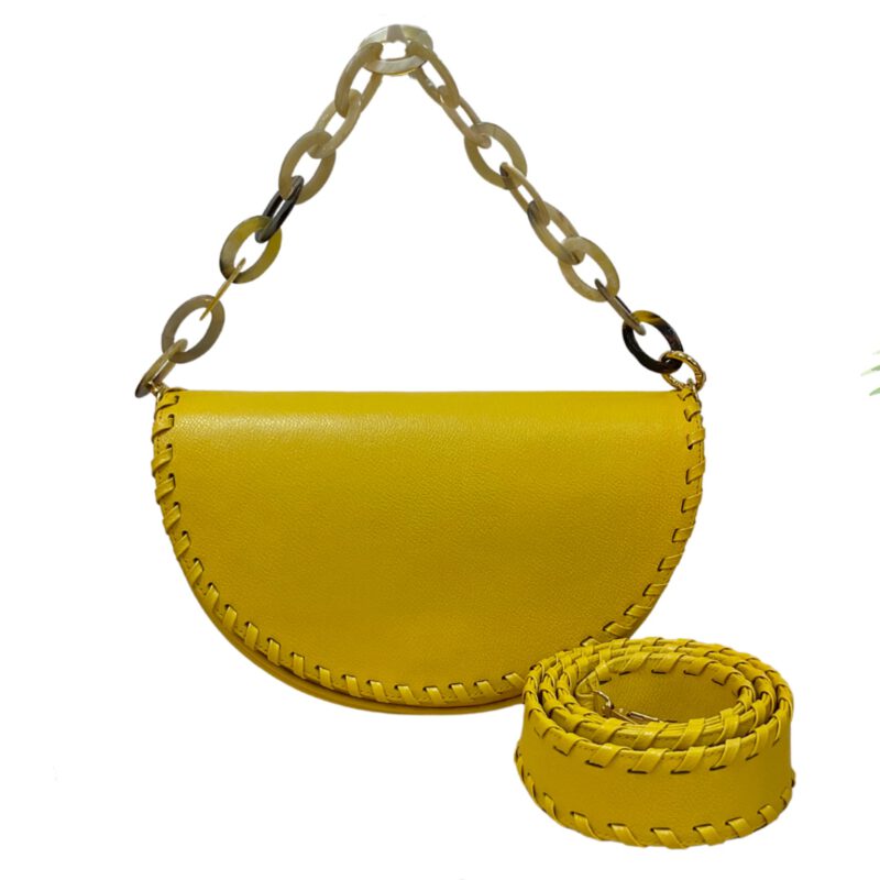 Bolso artesanal piel amarillo