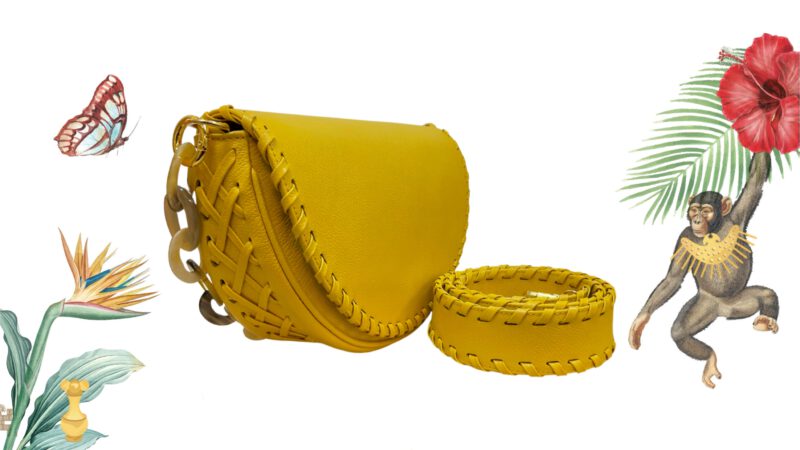 Bolso artesanal piel amarillo 2