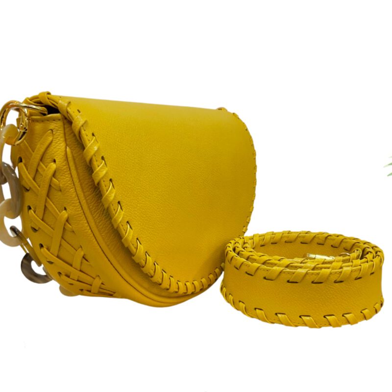 Bolso artesanal piel amarillo 2