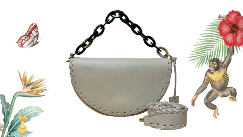 Bolso artesanal piel vaca y cuerno