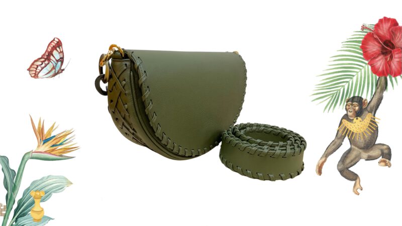 Bolso artesanal piel verde