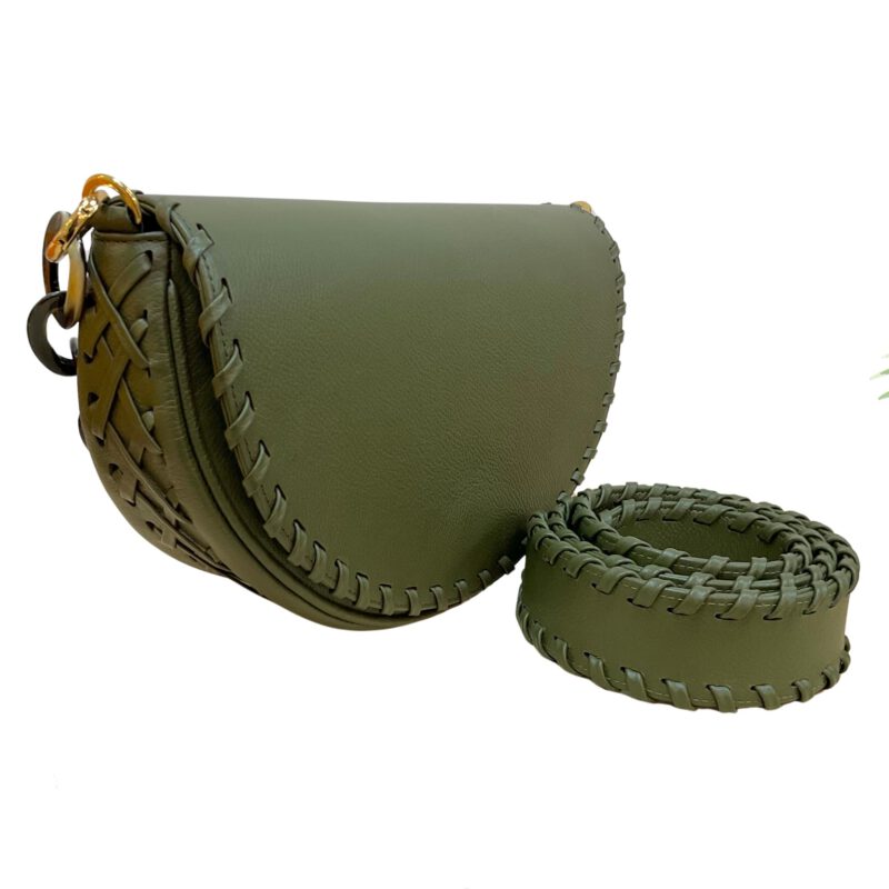 Bolso artesanal piel verde