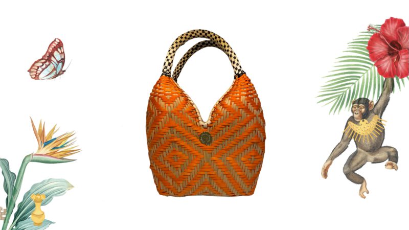 Bolso cuatro tetas baby artesanal naranja