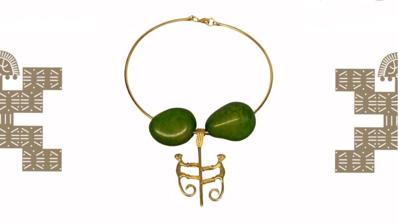 Choker artesanal monos Tagua grande verde