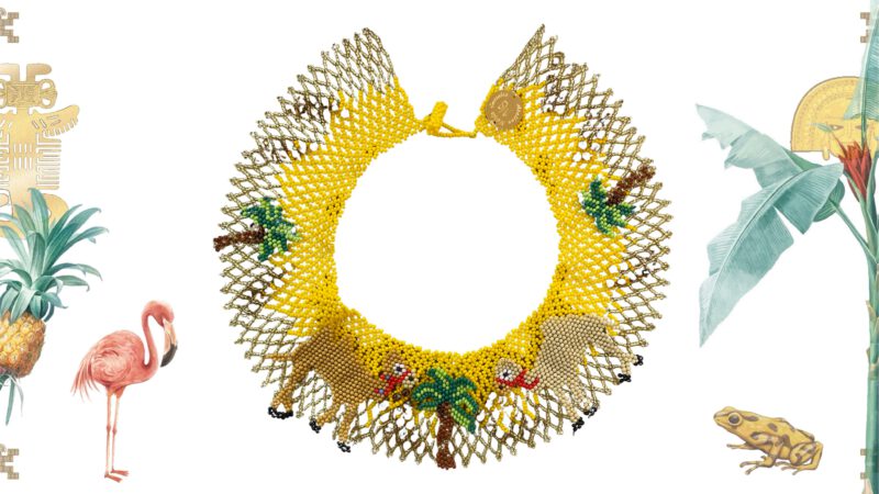 Collar artesanal camello abalorios