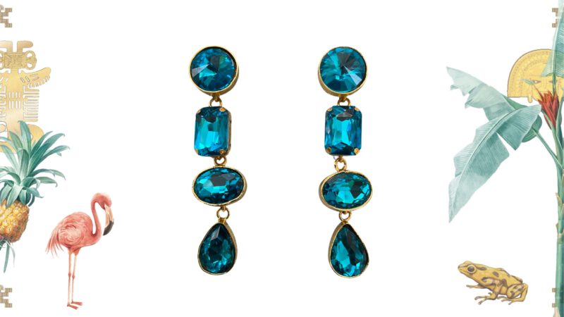 Pendientes Cristales Azul Celeste Cali