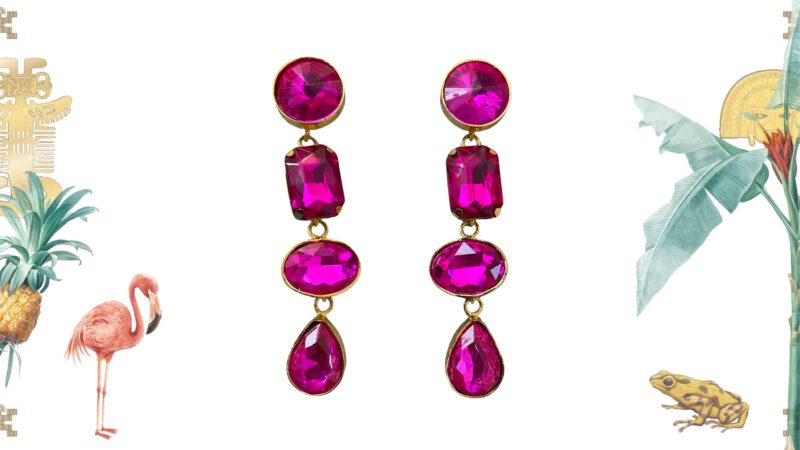 Pendientes Cristales Fucsia Cali