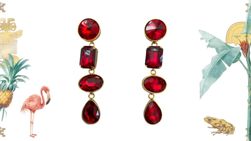 Pendientes Cristales Rojos Cali