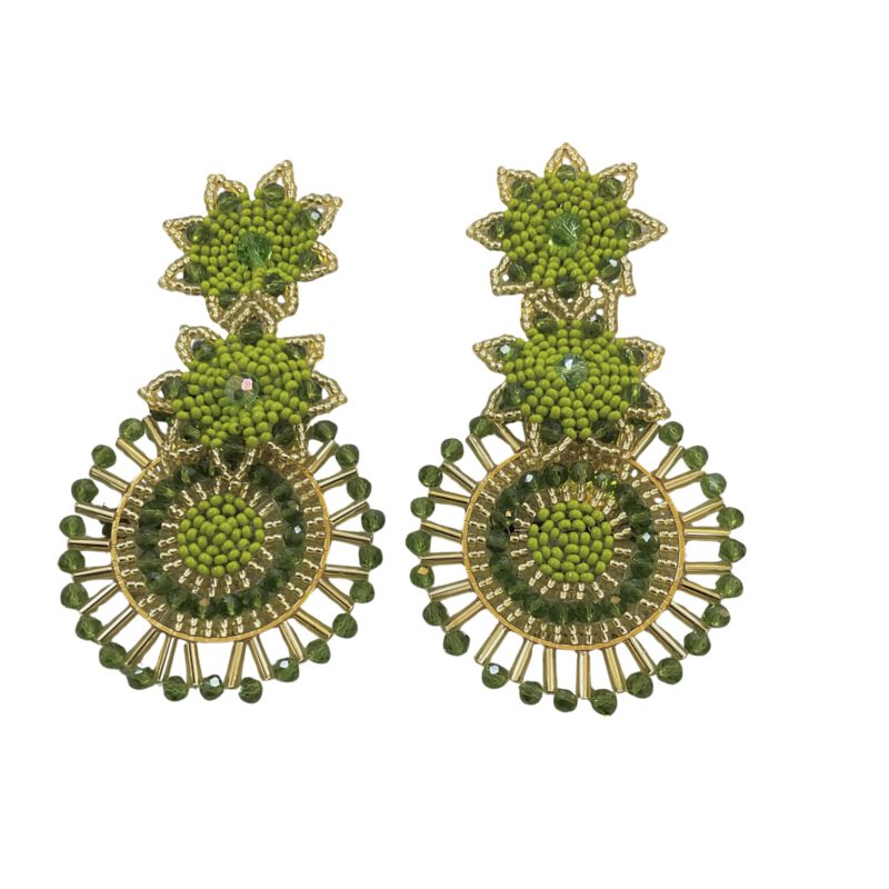 Pendientes Doble Flor Verde