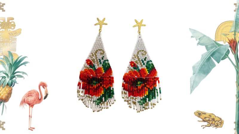 Pendientes rosas Embera artesanales