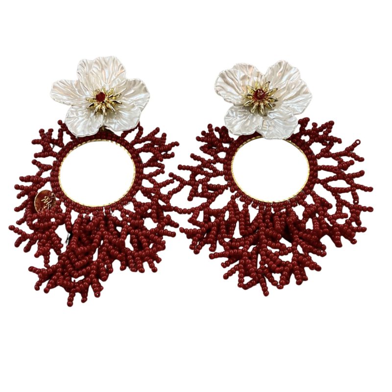 Pendientes Flor Nácar Burdeos