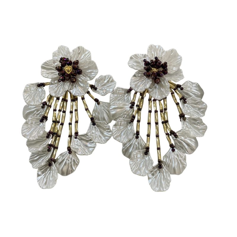 Pendientes Flor Nácar Hecho A Mano