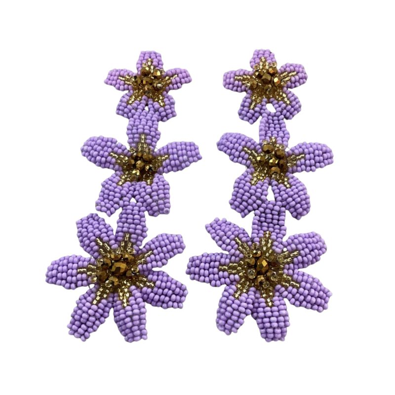 Pendientes Flor lila hechos a mano