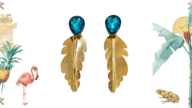 Pendientes Hoja Cristal Azul Cali