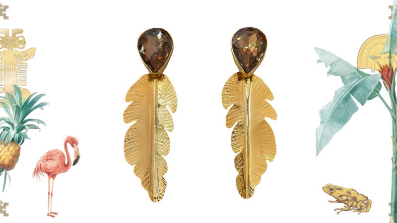 Pendientes Hoja Cristal Ocre Cali