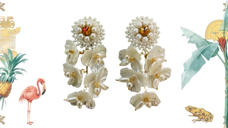 Pendientes artesanales Flores nácar