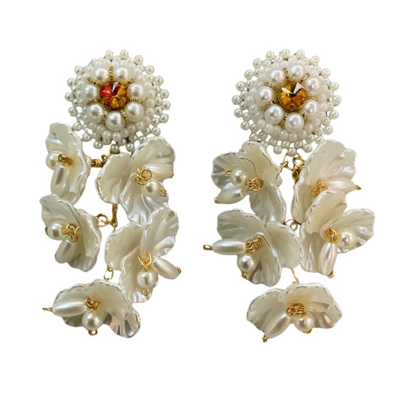 Pendientes artesanales Flores nácar