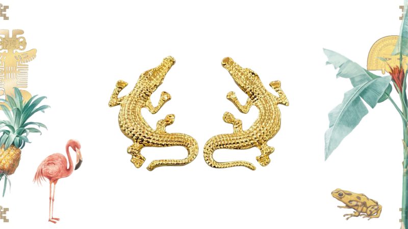 Pendientes artesanales cocodrilos