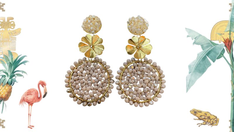 Pendientes artesanales con amarillos durazno color maquillaje