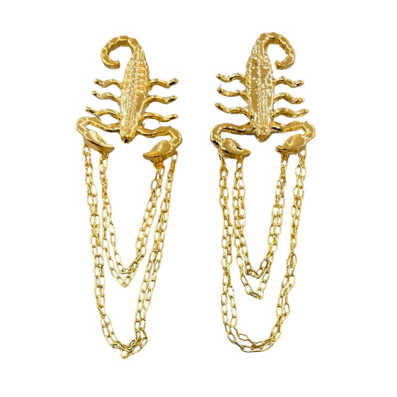 Pendientes artesanales escorpiones dorados largos