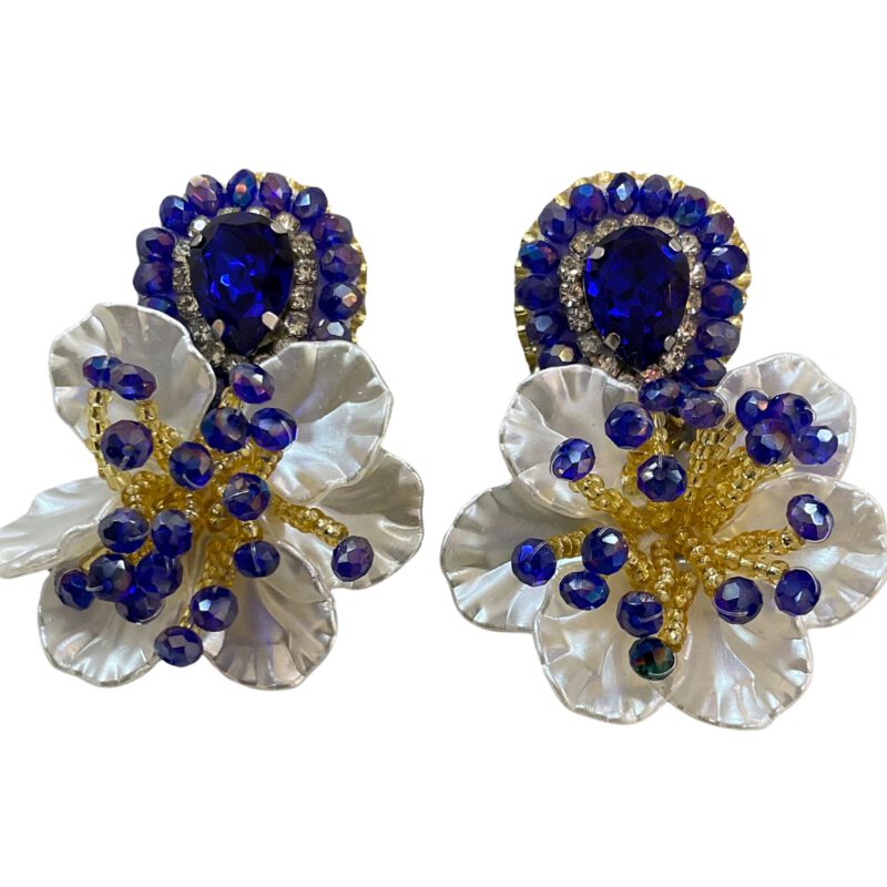 Pendientes artesanales flor azul