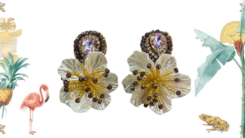 Pendientes artesanales flor lila