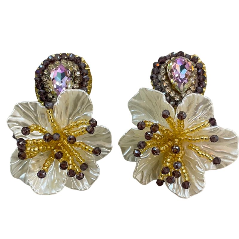 Pendientes artesanales flor lila