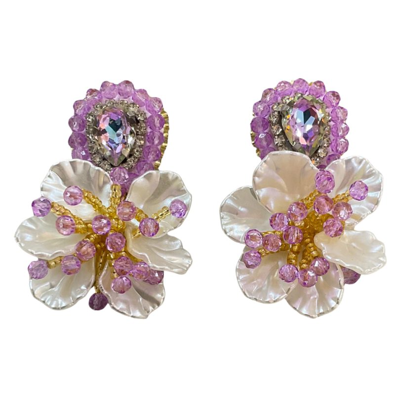 Pendientes artesanales flor morada