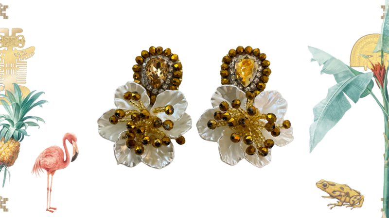 Pendientes artesanales flor ocre