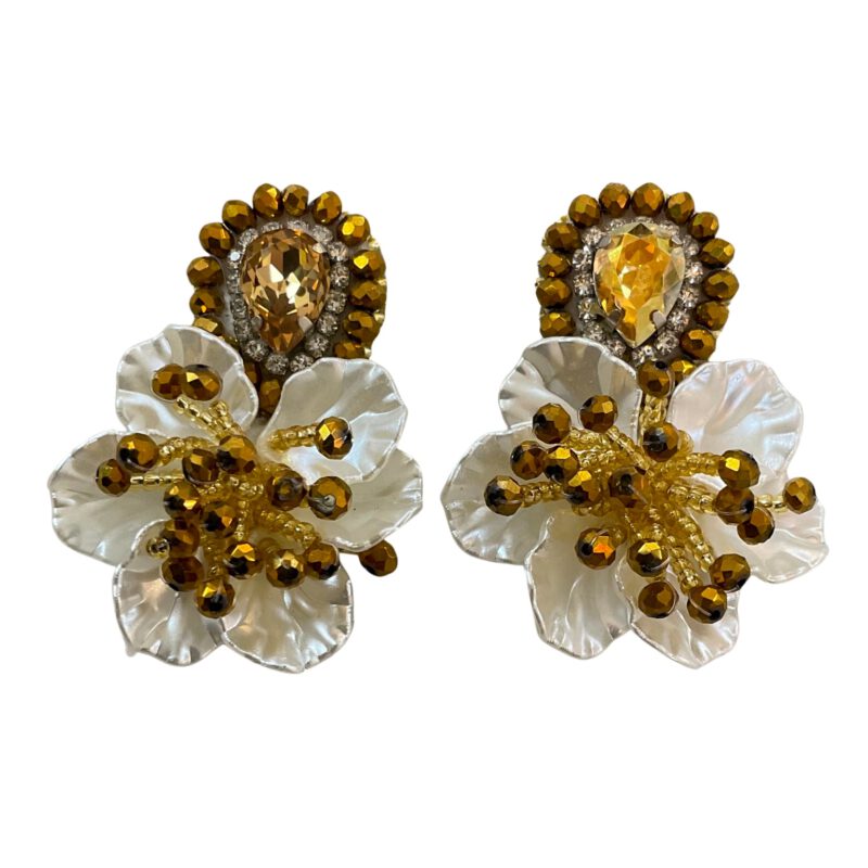 Pendientes artesanales flor ocre