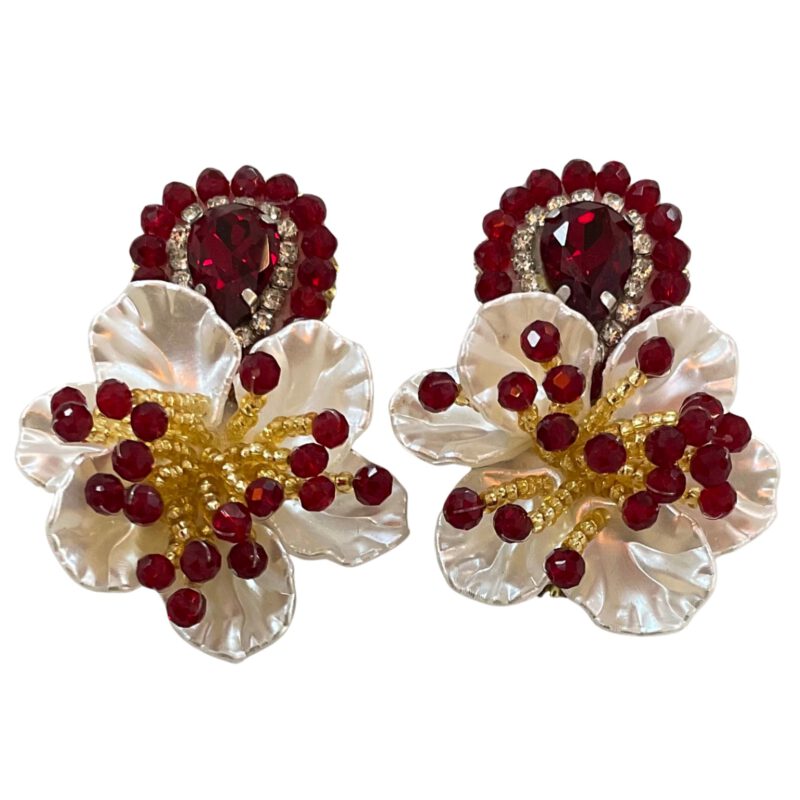 Pendientes artesanales flor vino