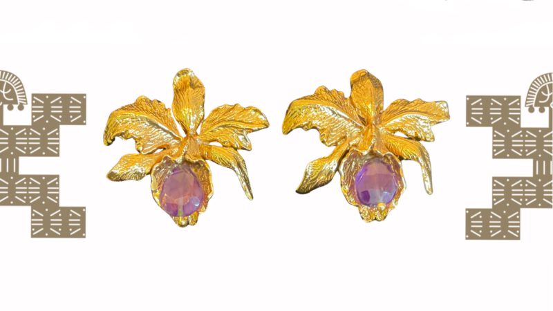 Pendientes artesanales orquídea