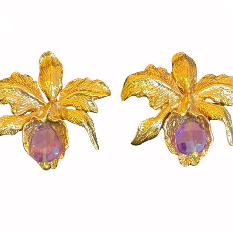 Pendientes artesanales orquídea