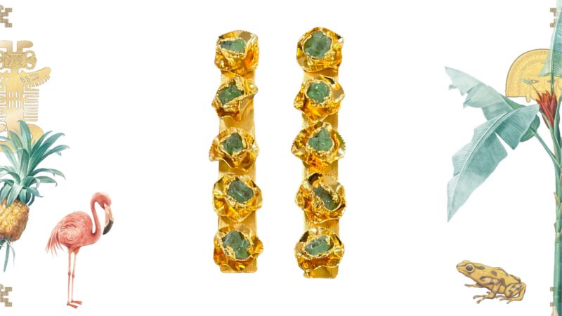 Pendientes artesanales piedras verdes naturales