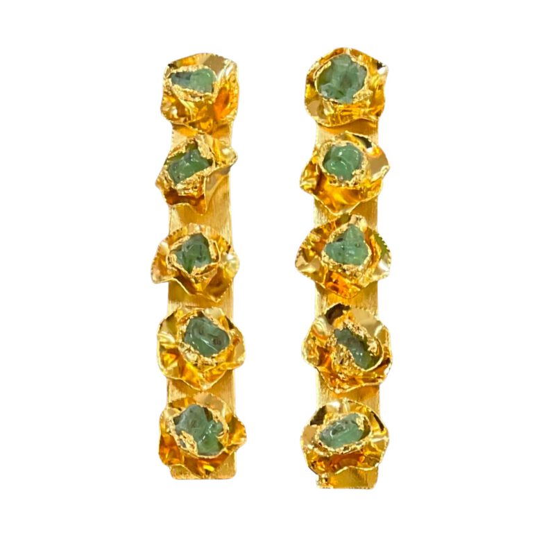 Pendientes artesanales piedras verdes naturales