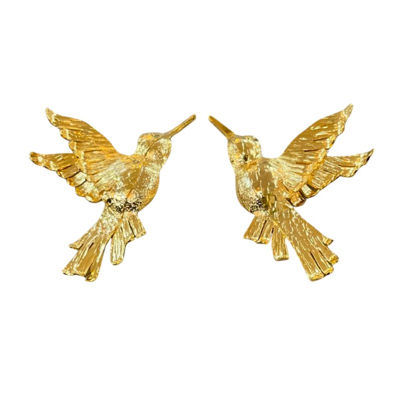Pendientes colibríes dorados artesanales