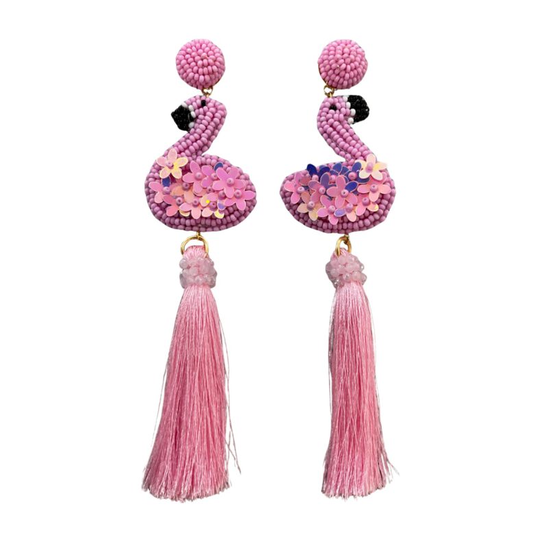 Pendientes flamencos artesanales rosados