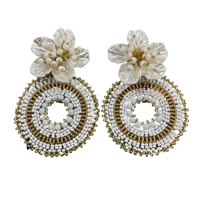 Pendientes flor nácar blanco