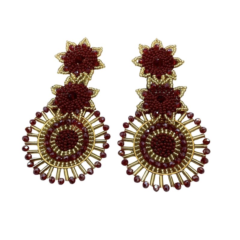 Pendientes hecho a mano burdeos