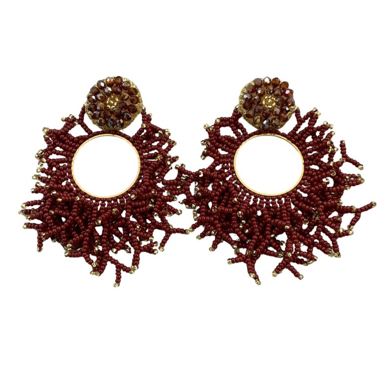 Pendientes hechos a mano burdeos