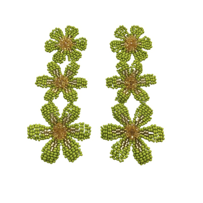 Pendientes hechos a mano flor verde