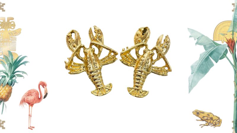 Pendientes langostas artesanales Colombia dorados