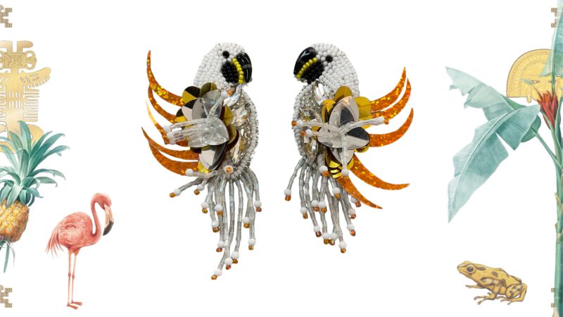 Pendientes loros blancos artesanales