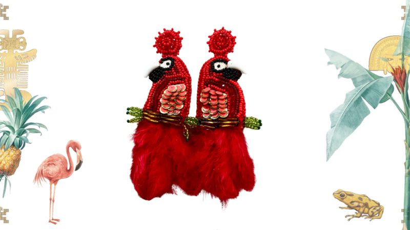 Pendientes loros hechos a mano