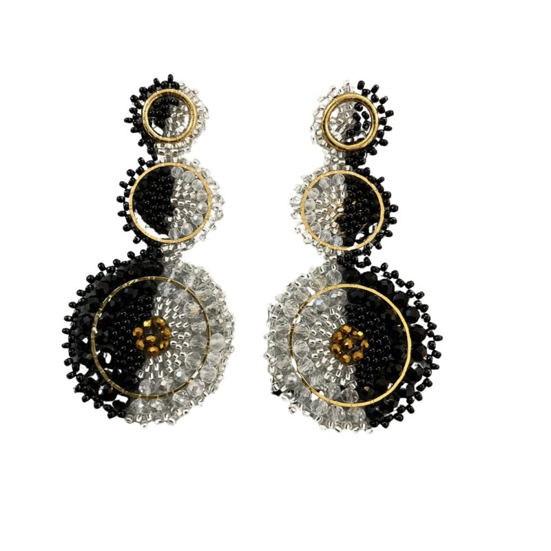 Pendientes mandala negro y plata