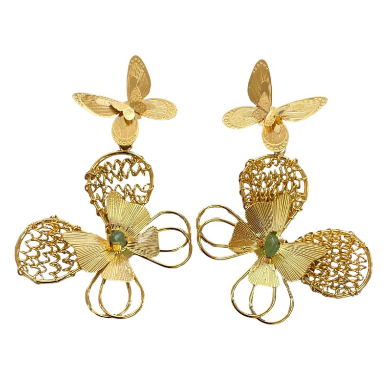 Pendientes mariposas y cuarzo artesanal